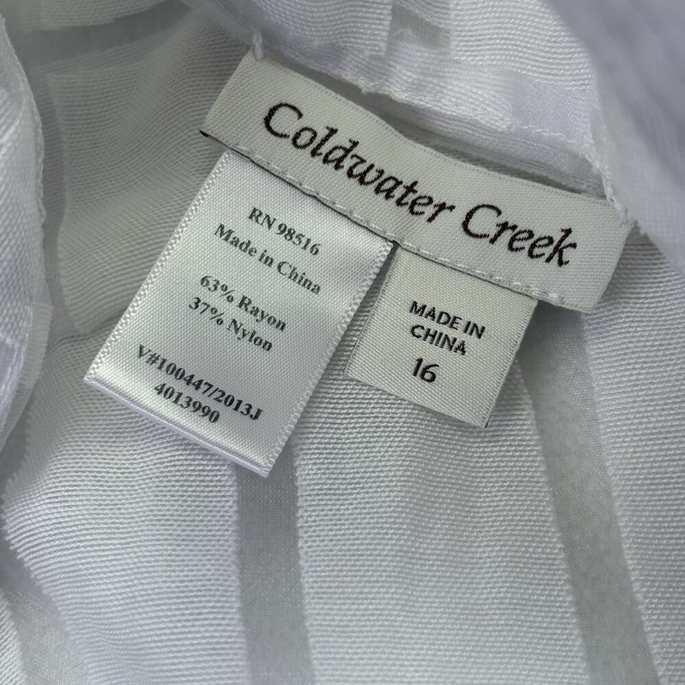 Coldwater Creek White Semi Sheer Square Patterned Zip Up Blazer Jacket Size 16 - Picture 8 of 12